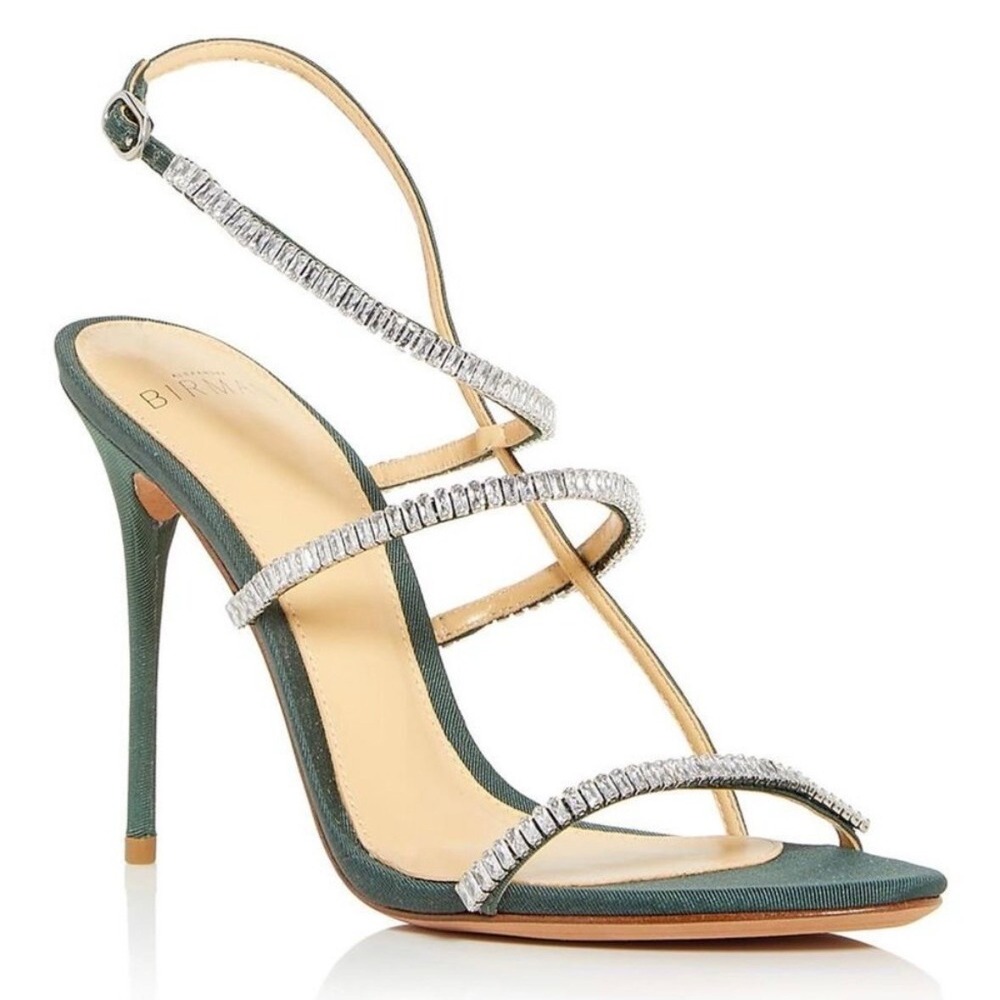 ALEXANDRE BIRMAN Sally Zircone‎ Sandal Heel Emerald Green Women Size 39.5 Formal